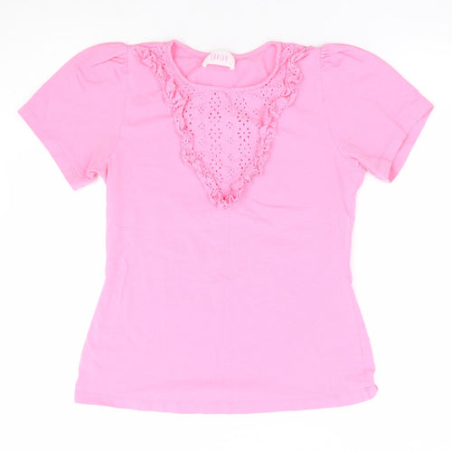 Sabida Womens Pink Cotton Basic T-Shirt Size S Round Neck