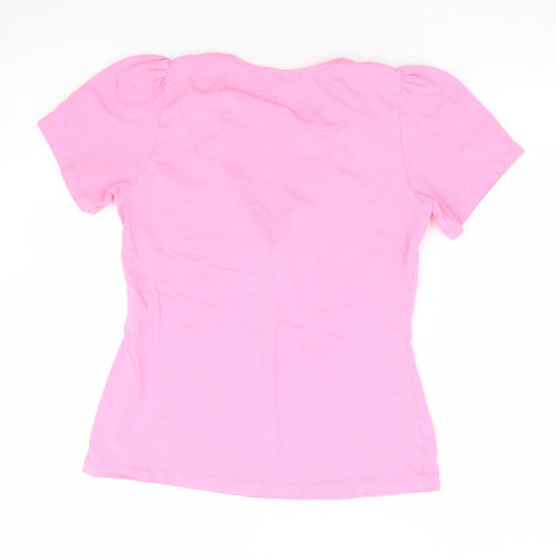 Sabida Womens Pink Cotton Basic T-Shirt Size S Round Neck