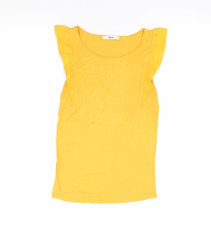 Oasis Womens Yellow Viscose Basic Tank Size XS Round Neck