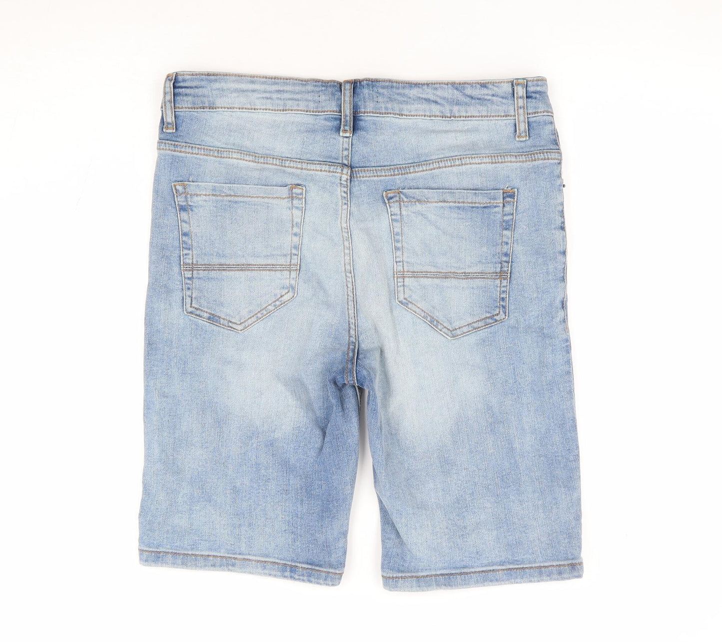 Pep & Co Mens Blue Cotton Bermuda Shorts Size 32 in L11 in Regular Zip