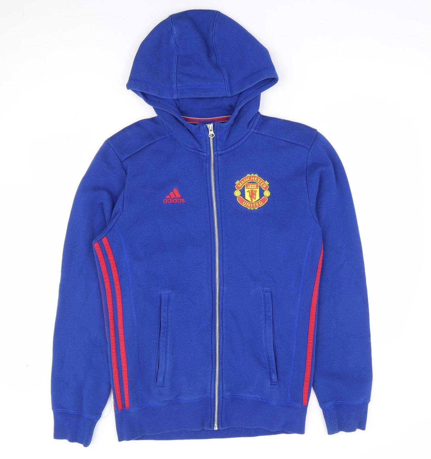 adidas Mens Blue Cotton Full Zip Hoodie Size XS - Manchester United