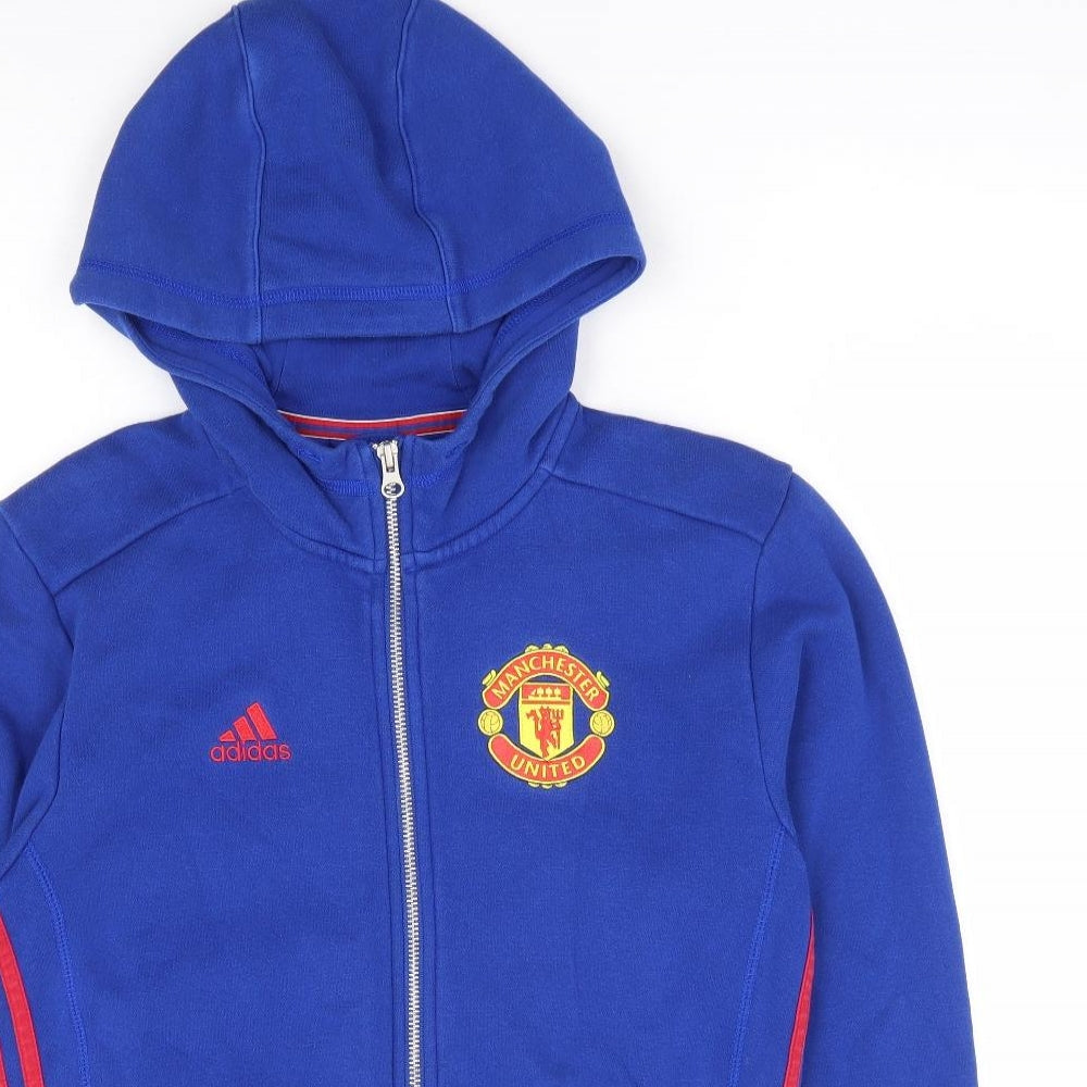 adidas Mens Blue Cotton Full Zip Hoodie Size XS - Manchester United