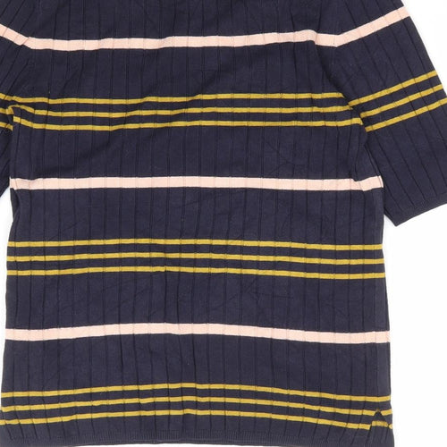 Marks and Spencer Womens Blue Crew Neck Striped Viscose Pullover Jumper Size 10