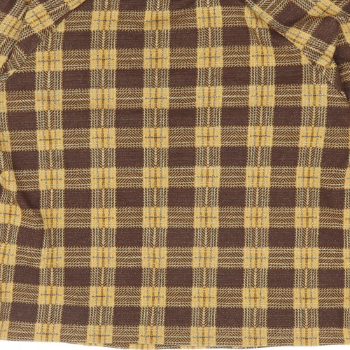 Miss Patina Womens Gold Plaid Polyester Pullover Sweatshirt Size S Pullover