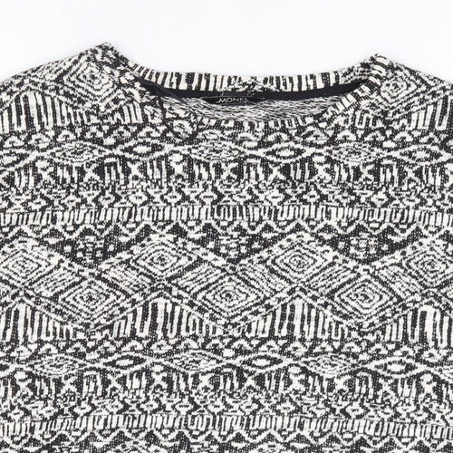 Monki Womens Black Geometric Cotton Jersey T-Shirt Size M Round Neck