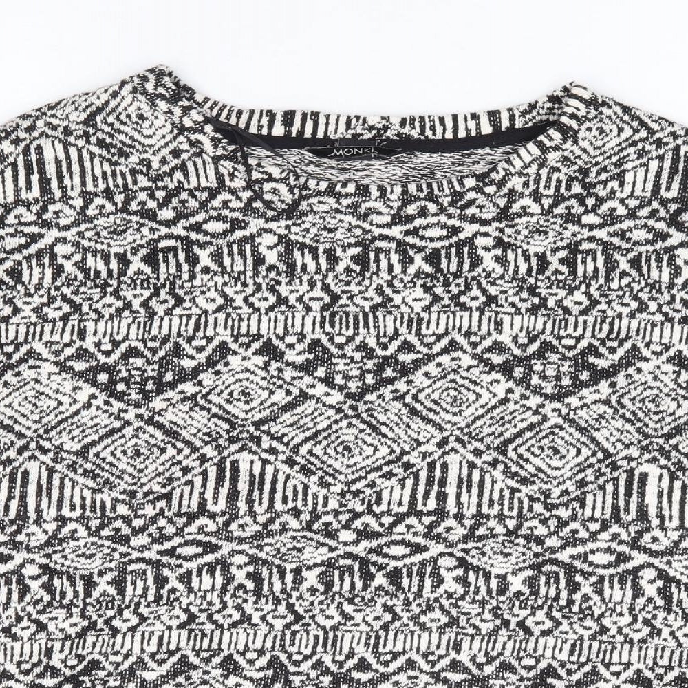 Monki Womens Black Geometric Cotton Jersey T-Shirt Size M Round Neck