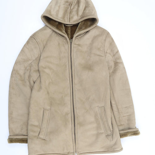 Classics first Avenue Womens Beige Jacket Coat Size S Zip - Fur Lined