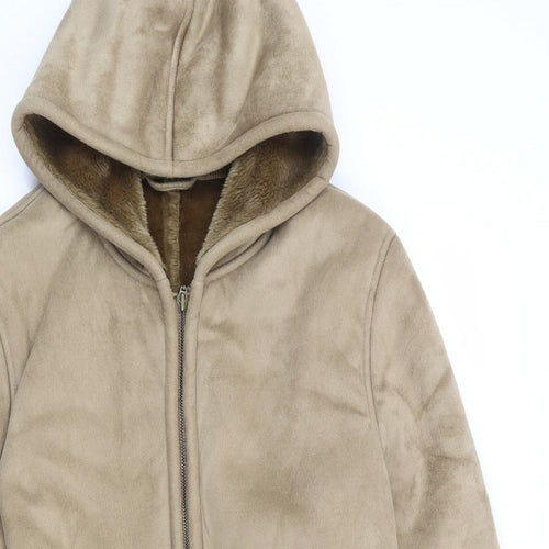 Classics first Avenue Womens Beige Jacket Coat Size S Zip - Fur Lined