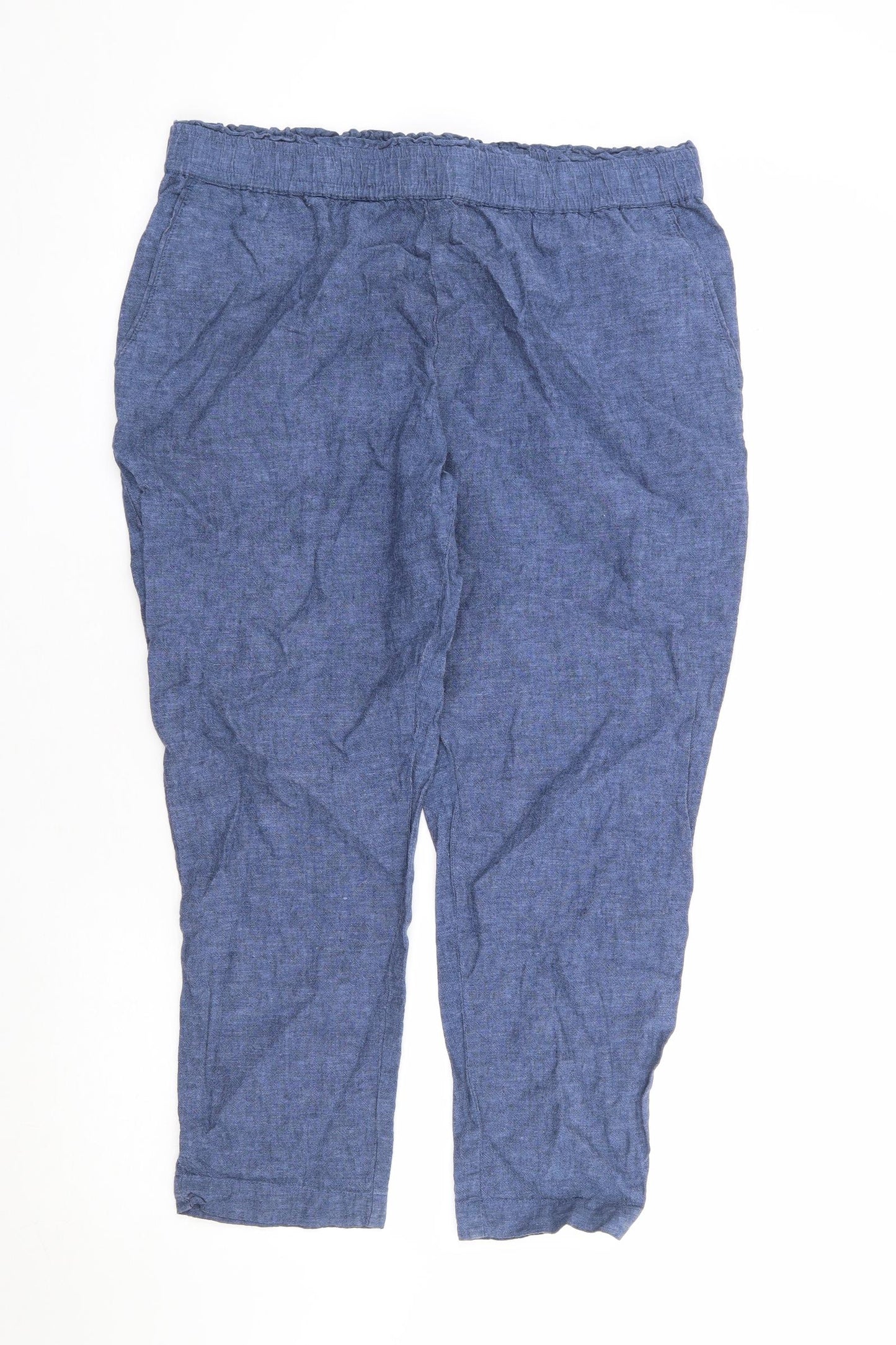 Dunnes Womens Blue Linen Trousers Size M L25 in Regular - Short