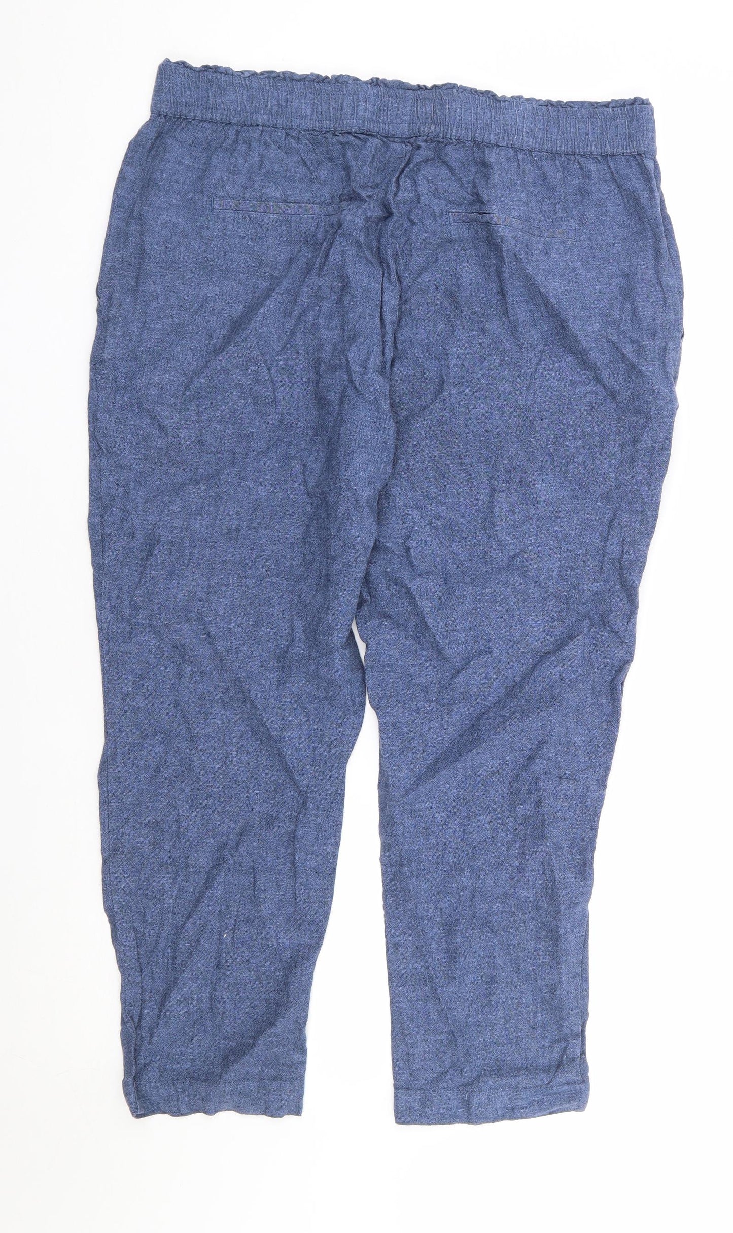 Dunnes Womens Blue Linen Trousers Size M L25 in Regular - Short