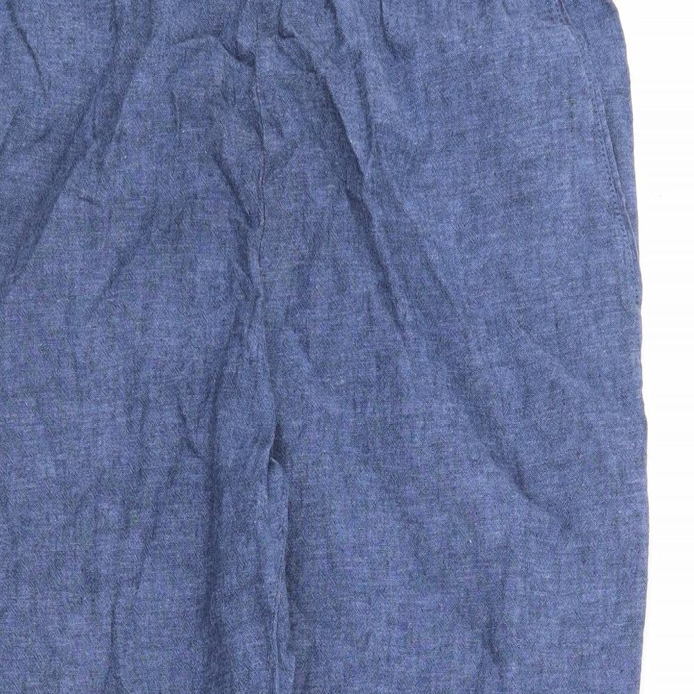 Dunnes Womens Blue Linen Trousers Size M L25 in Regular - Short