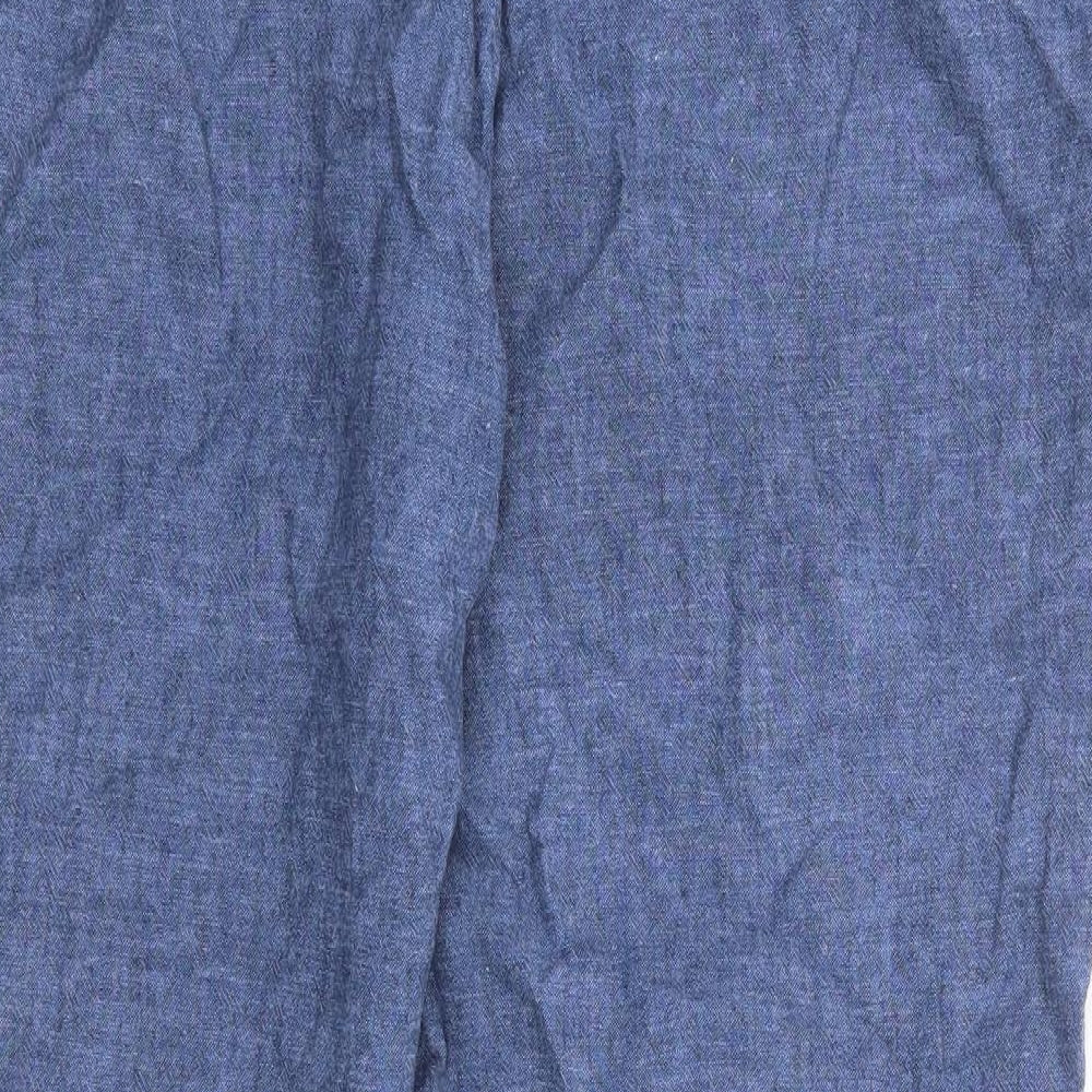 Dunnes Womens Blue Linen Trousers Size M L25 in Regular - Short