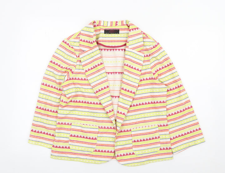 New Look Womens Multicoloured Geometric Jacket Blazer Size 12