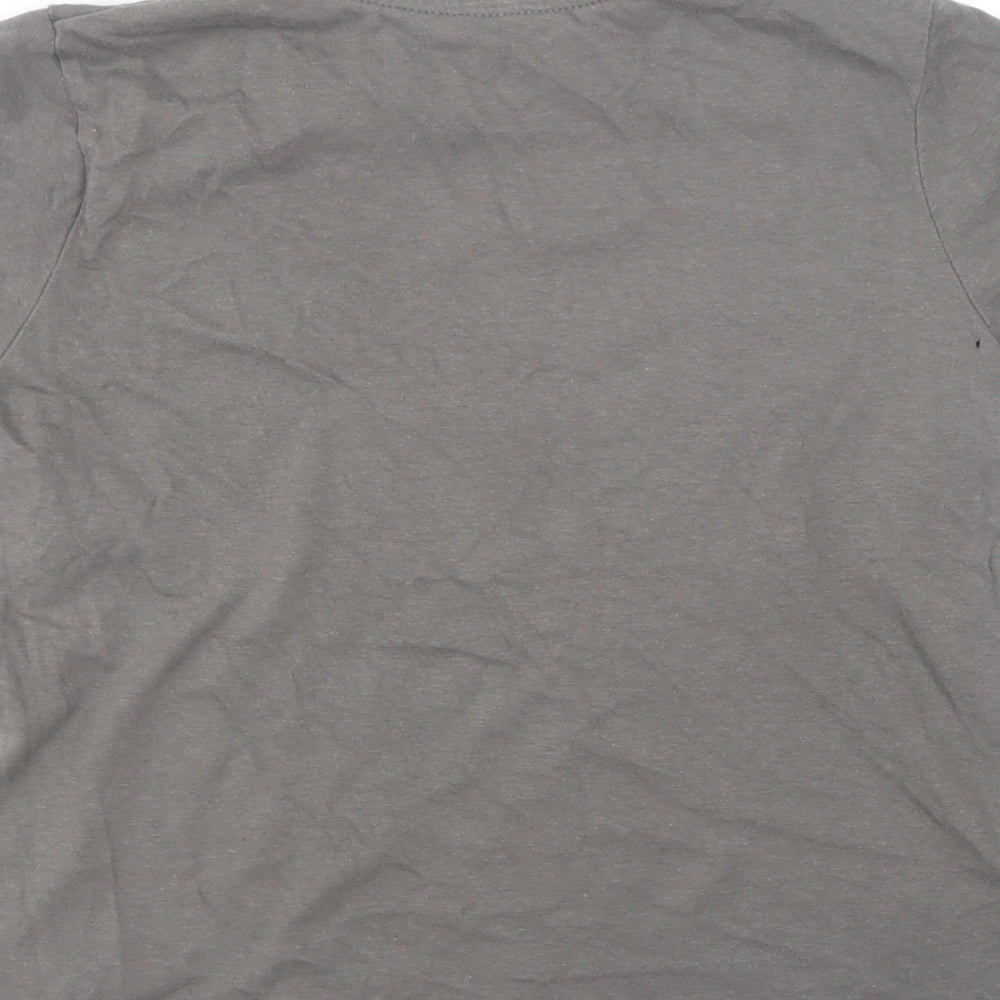 Primark Boys Grey Cotton Basic T-Shirt Size 7-8 Years Round Neck Pullover - Dinasours