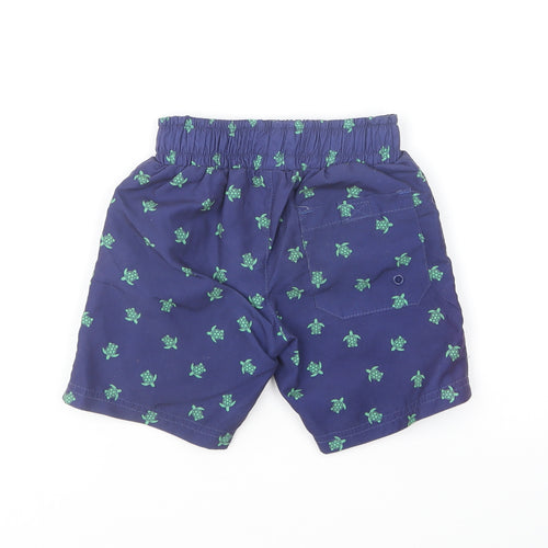 Hello Summer Boys Blue Geometric Polyester Sweat Shorts Size 3-4 Years Regular Drawstring - Turtle Print Swim Shorts