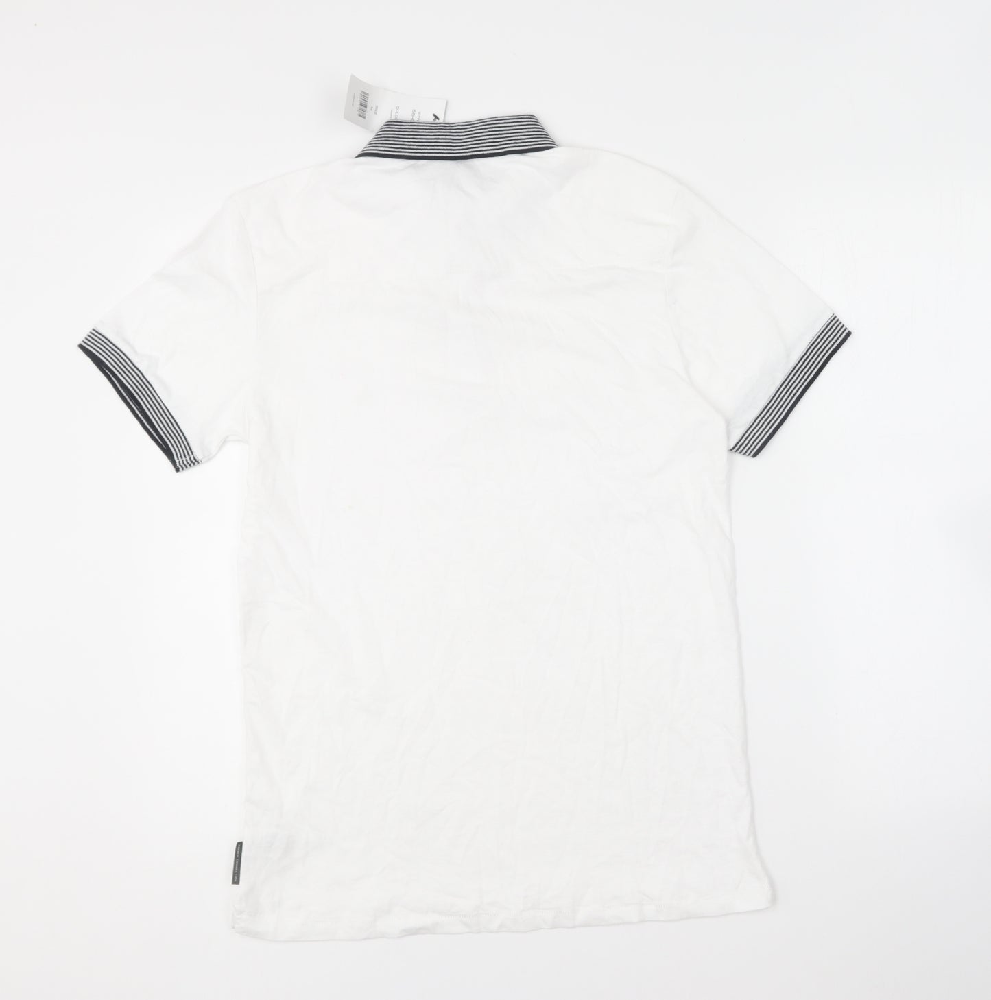 French Connection Mens White Cotton Polo Size M Collared Pullover