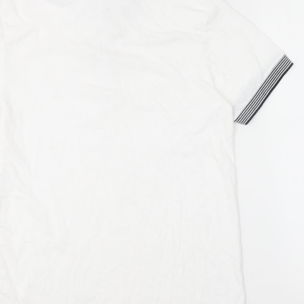 French Connection Mens White Cotton Polo Size M Collared Pullover
