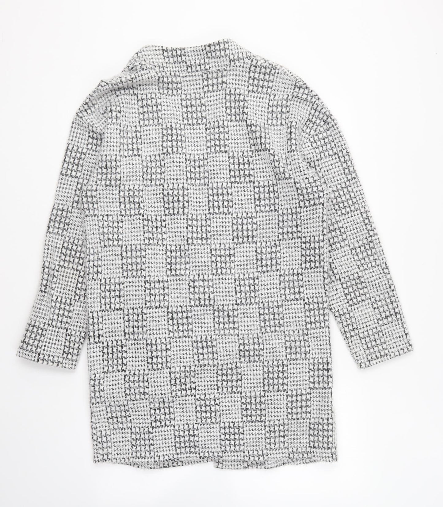Marks and Spencer Womens Black V-Neck Geometric Polyester Cardigan Jumper Size 12