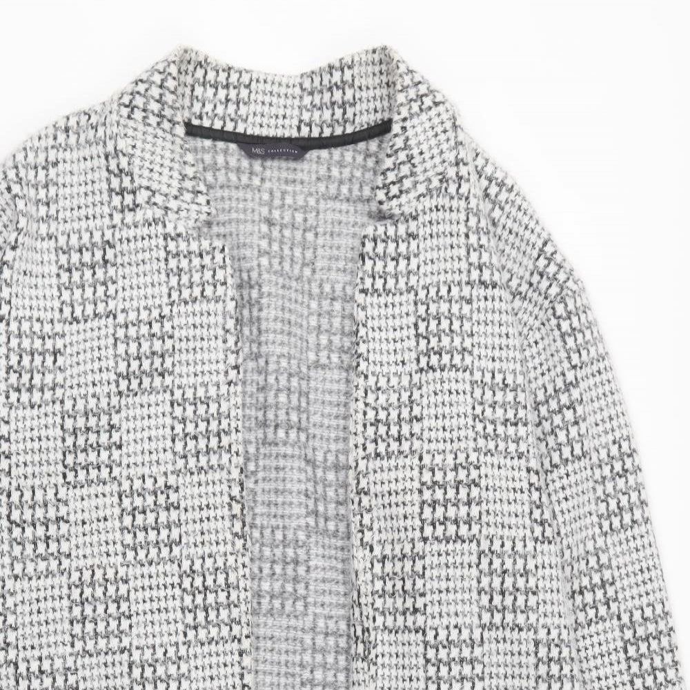 Marks and Spencer Womens Black V-Neck Geometric Polyester Cardigan Jumper Size 12
