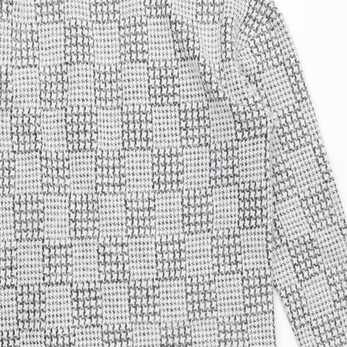 Marks and Spencer Womens Black V-Neck Geometric Polyester Cardigan Jumper Size 12