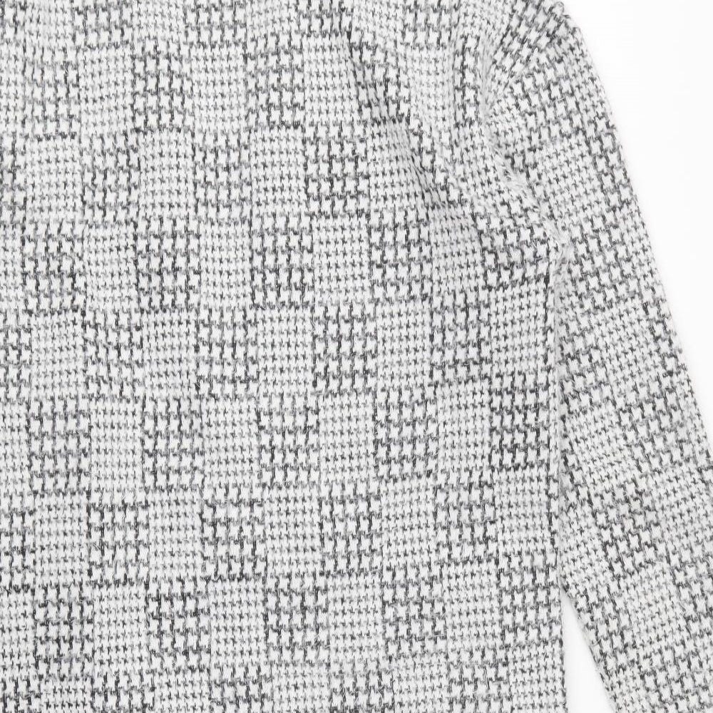 Marks and Spencer Womens Black V-Neck Geometric Polyester Cardigan Jumper Size 12