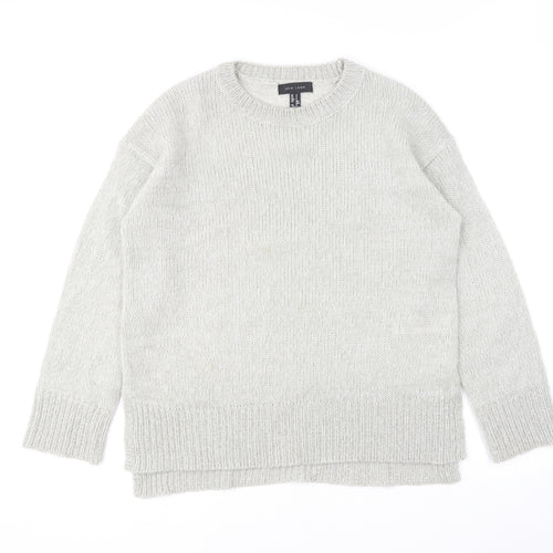 New Look Womens Grey Round Neck Acrylic Pullover Jumper Size S