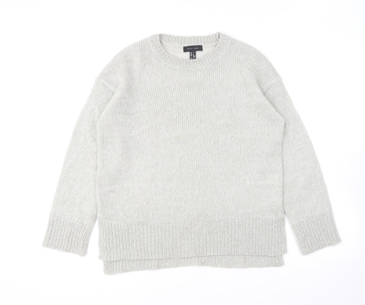 New Look Womens Grey Round Neck Acrylic Pullover Jumper Size S