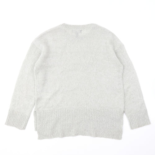 New Look Womens Grey Round Neck Acrylic Pullover Jumper Size S