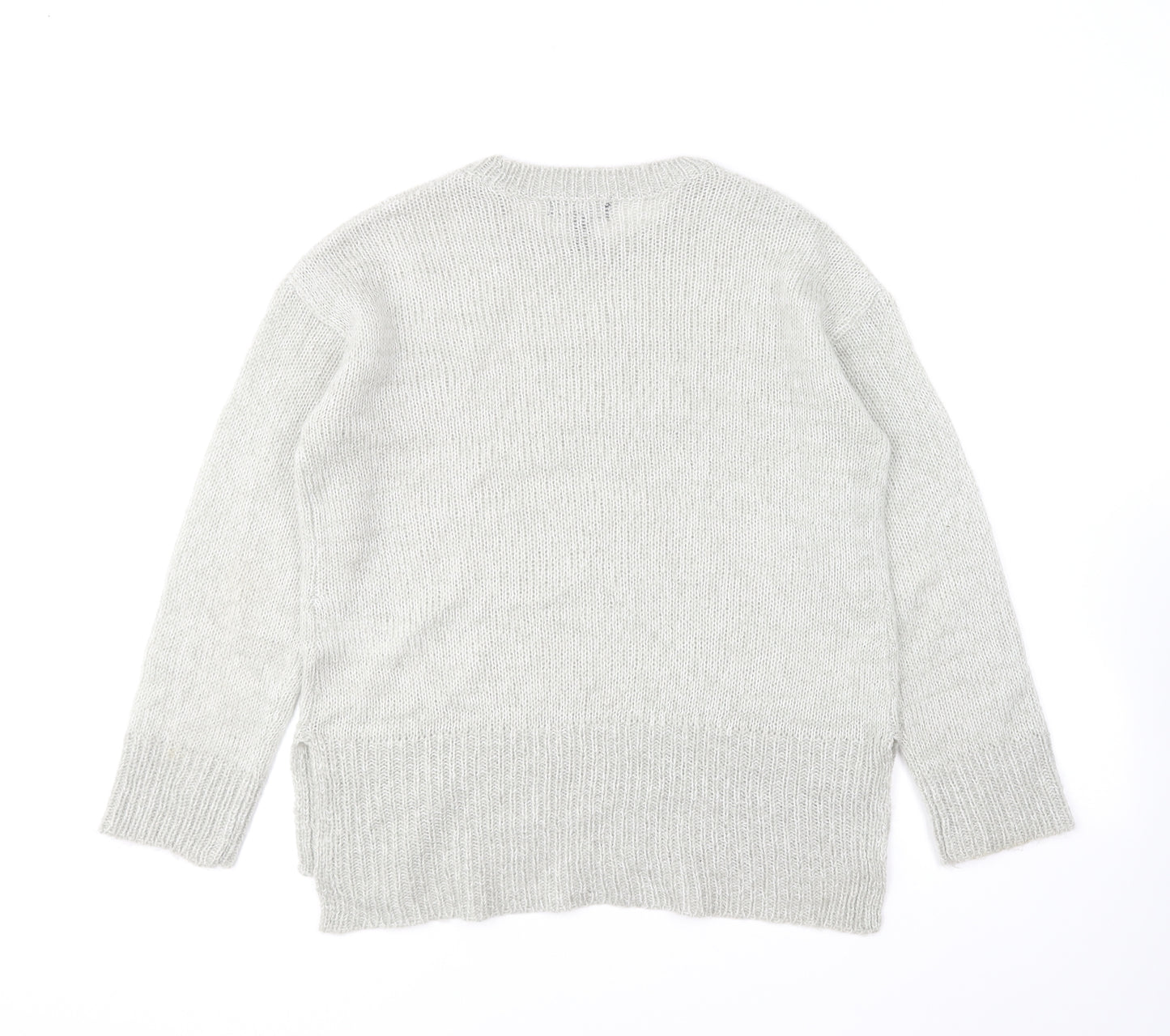 New Look Womens Grey Round Neck Acrylic Pullover Jumper Size S