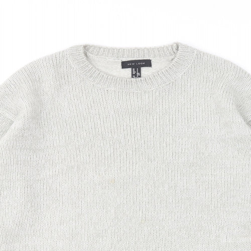 New Look Womens Grey Round Neck Acrylic Pullover Jumper Size S