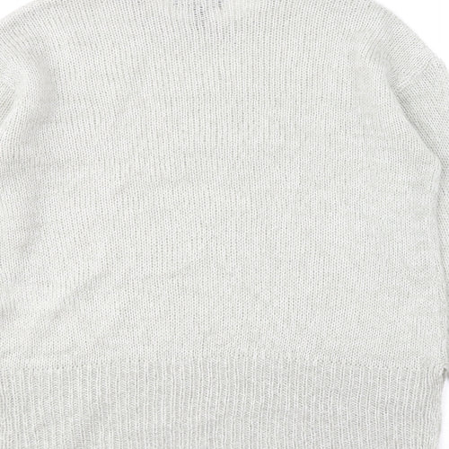 New Look Womens Grey Round Neck Acrylic Pullover Jumper Size S