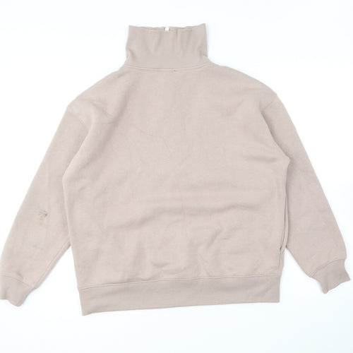 New Look Womens Pink Cotton Pullover Sweatshirt Size S Zip