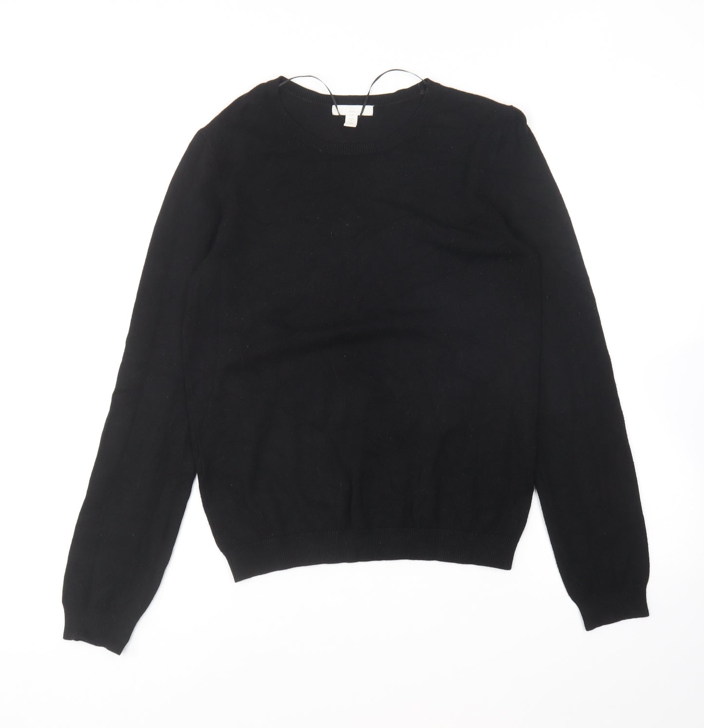 H&M Womens Black Round Neck Viscose Pullover Jumper Size S