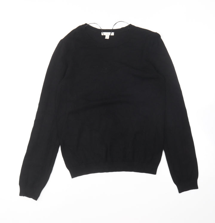 H&M Womens Black Round Neck Viscose Pullover Jumper Size S