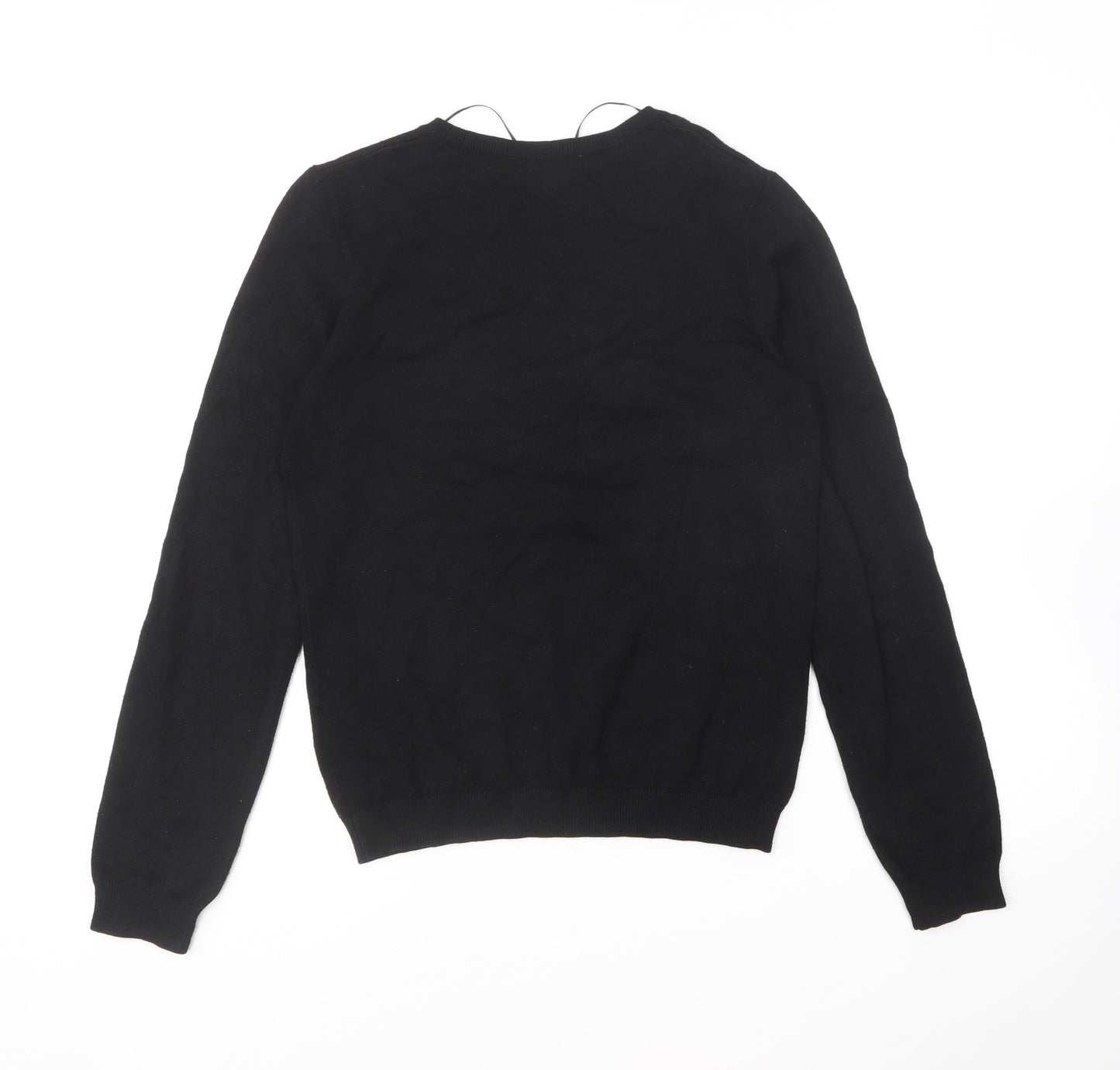 H&M Womens Black Round Neck Viscose Pullover Jumper Size S