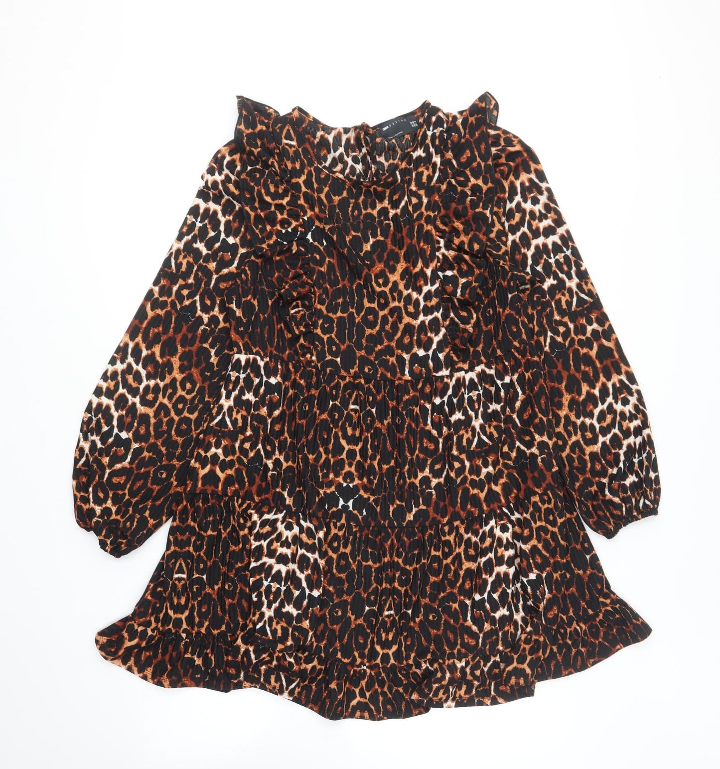 ASOS Womens Brown Animal Print Cotton Shift Size 10 Round Neck Pullover - Leopard Print