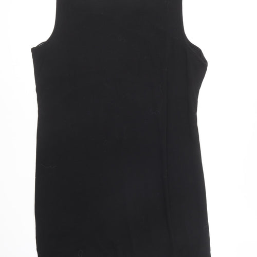 Klass Womens Black Cotton Shift Size 18 Round Neck Pullover - Embellished Neck