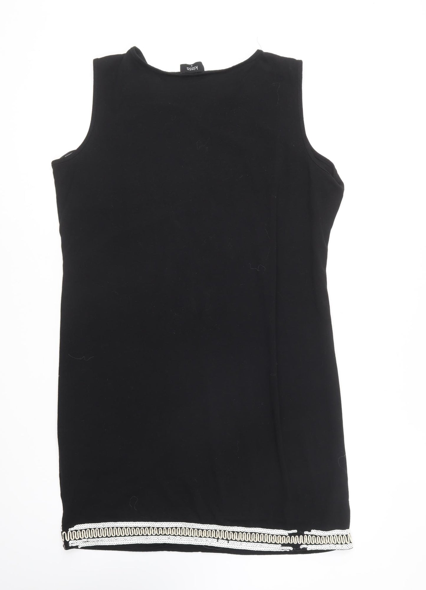 Klass Womens Black Cotton Shift Size 18 Round Neck Pullover - Embellished Neck
