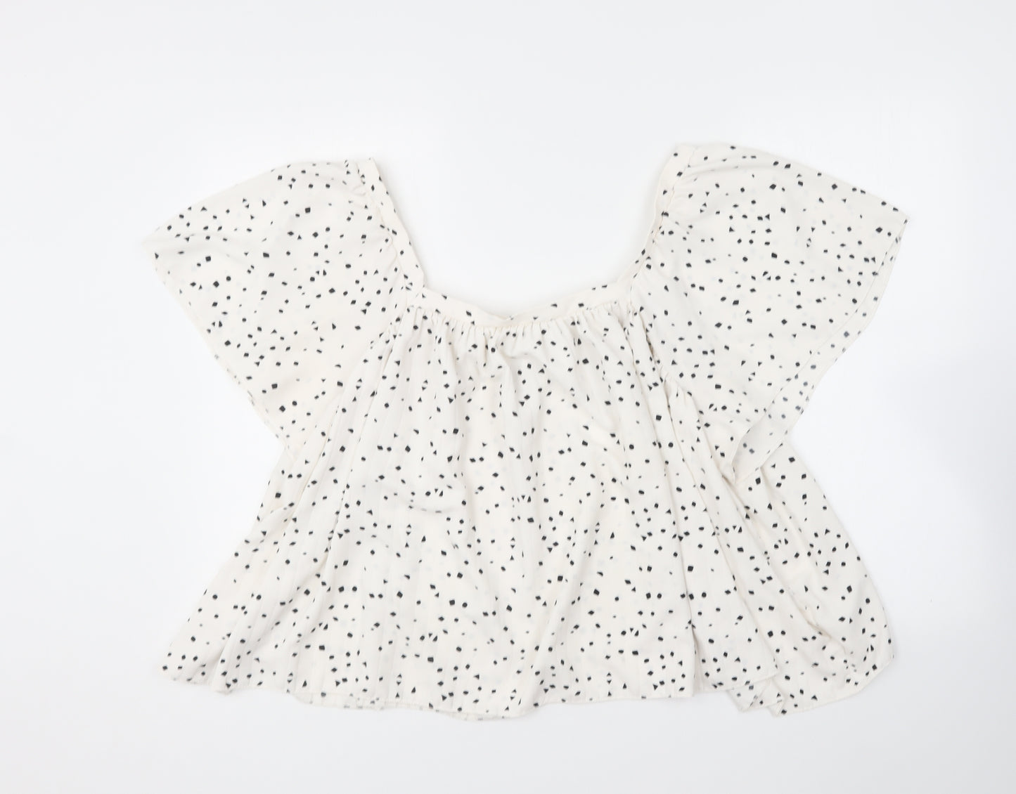 George Womens White Polka Dot Polyester Basic Blouse Size 18 Square Neck