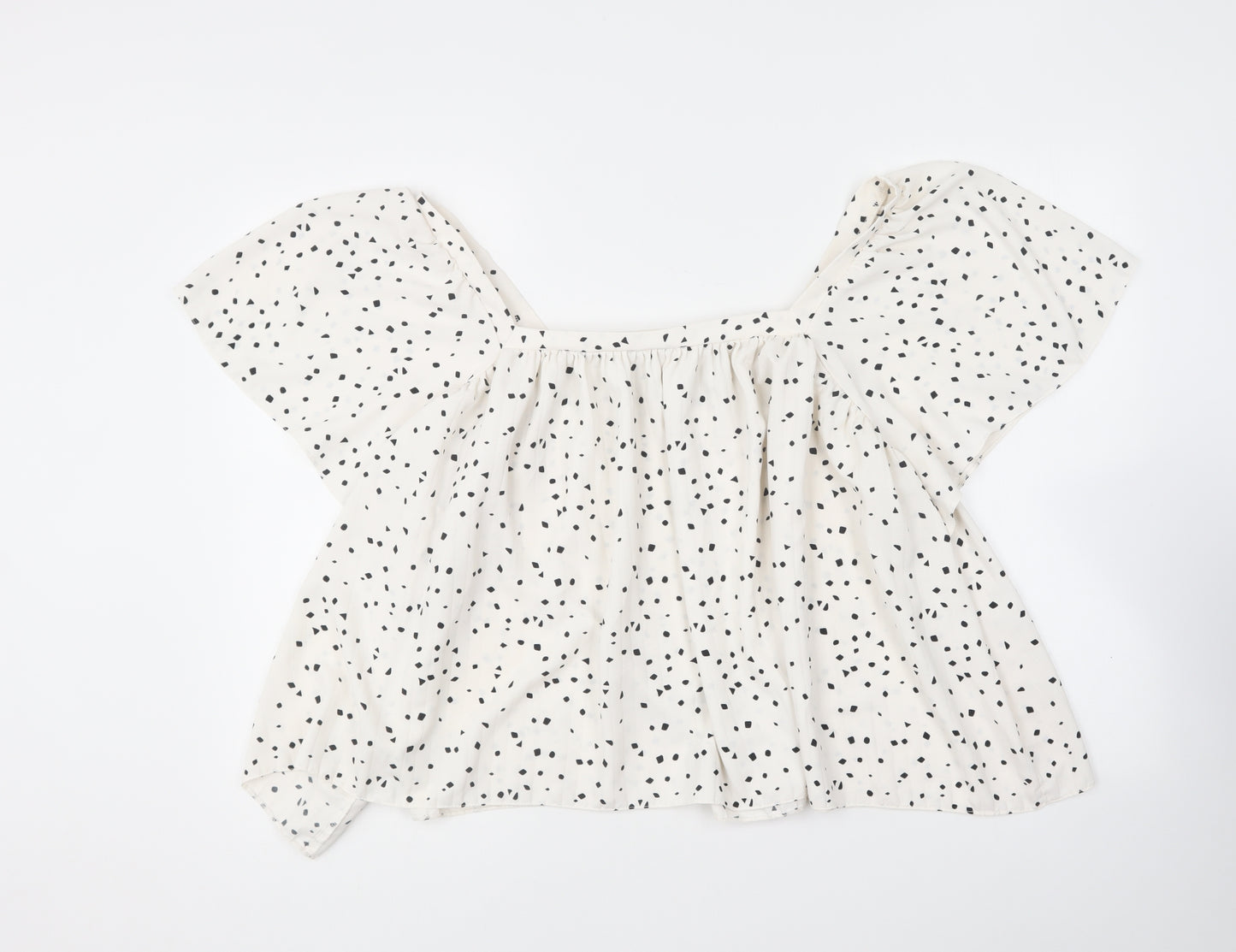 George Womens White Polka Dot Polyester Basic Blouse Size 18 Square Neck