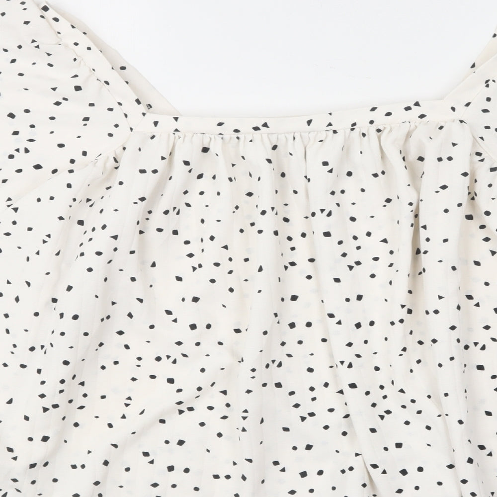 George Womens White Polka Dot Polyester Basic Blouse Size 18 Square Neck