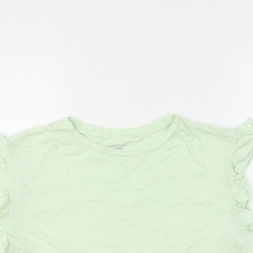 Dunnes Stores Womens Green Cotton Cropped T-Shirt Size M Round Neck