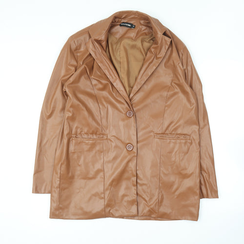 PRETTYLITTLETHING Womens Brown Jacket Size XS Button