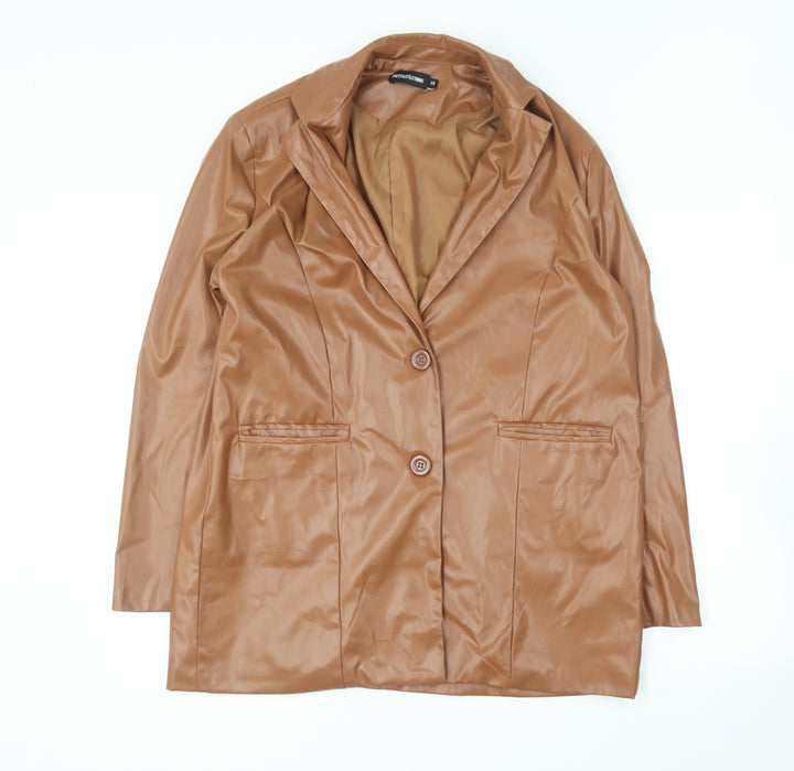 PRETTYLITTLETHING Womens Brown Jacket Size XS Button