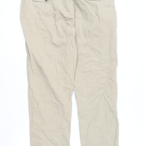 NEXT Mens Beige Cotton Chino Trousers Size 34 in L30 in Regular Button
