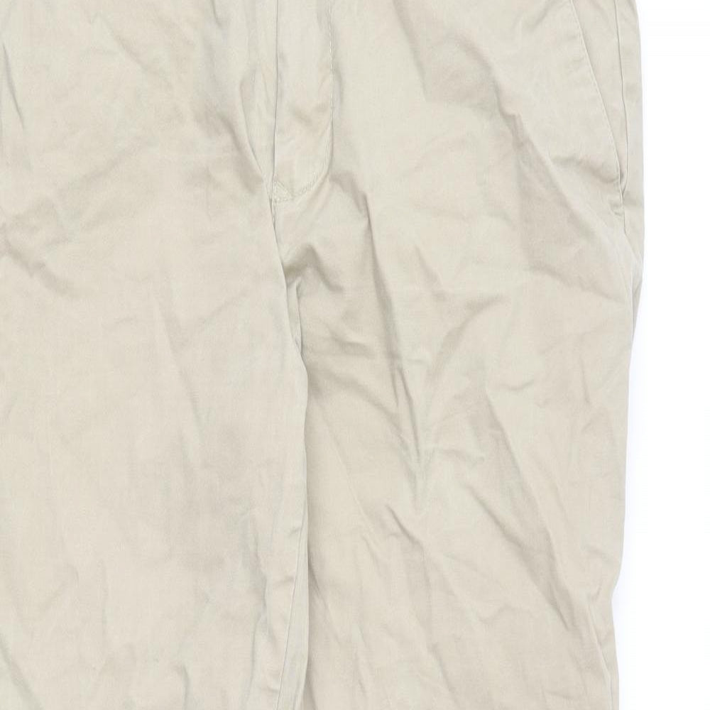 NEXT Mens Beige Cotton Chino Trousers Size 34 in L30 in Regular Button