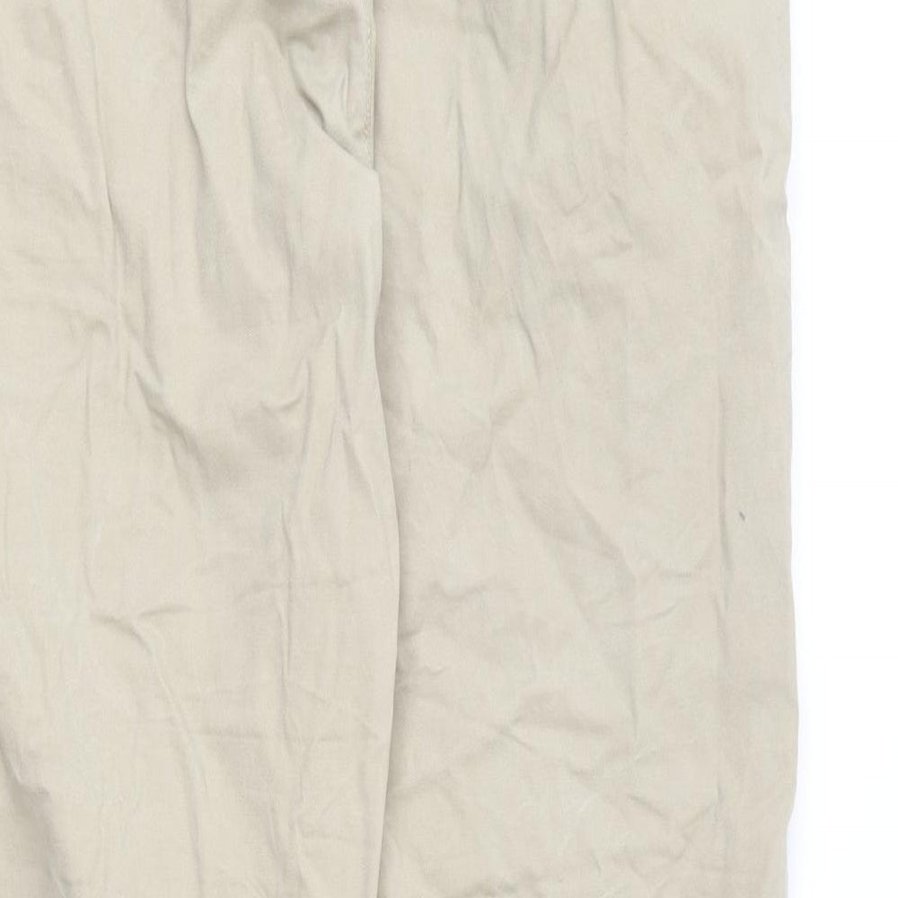 NEXT Mens Beige Cotton Chino Trousers Size 34 in L30 in Regular Button