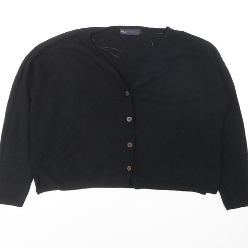 Marks and Spencer Womens Black V-Neck Acrylic Cardigan Jumper Size S