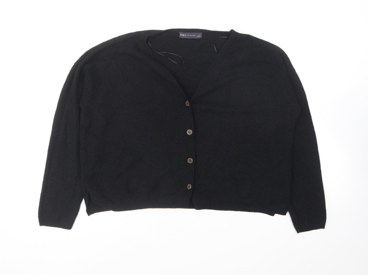 Marks and Spencer Womens Black V-Neck Acrylic Cardigan Jumper Size S