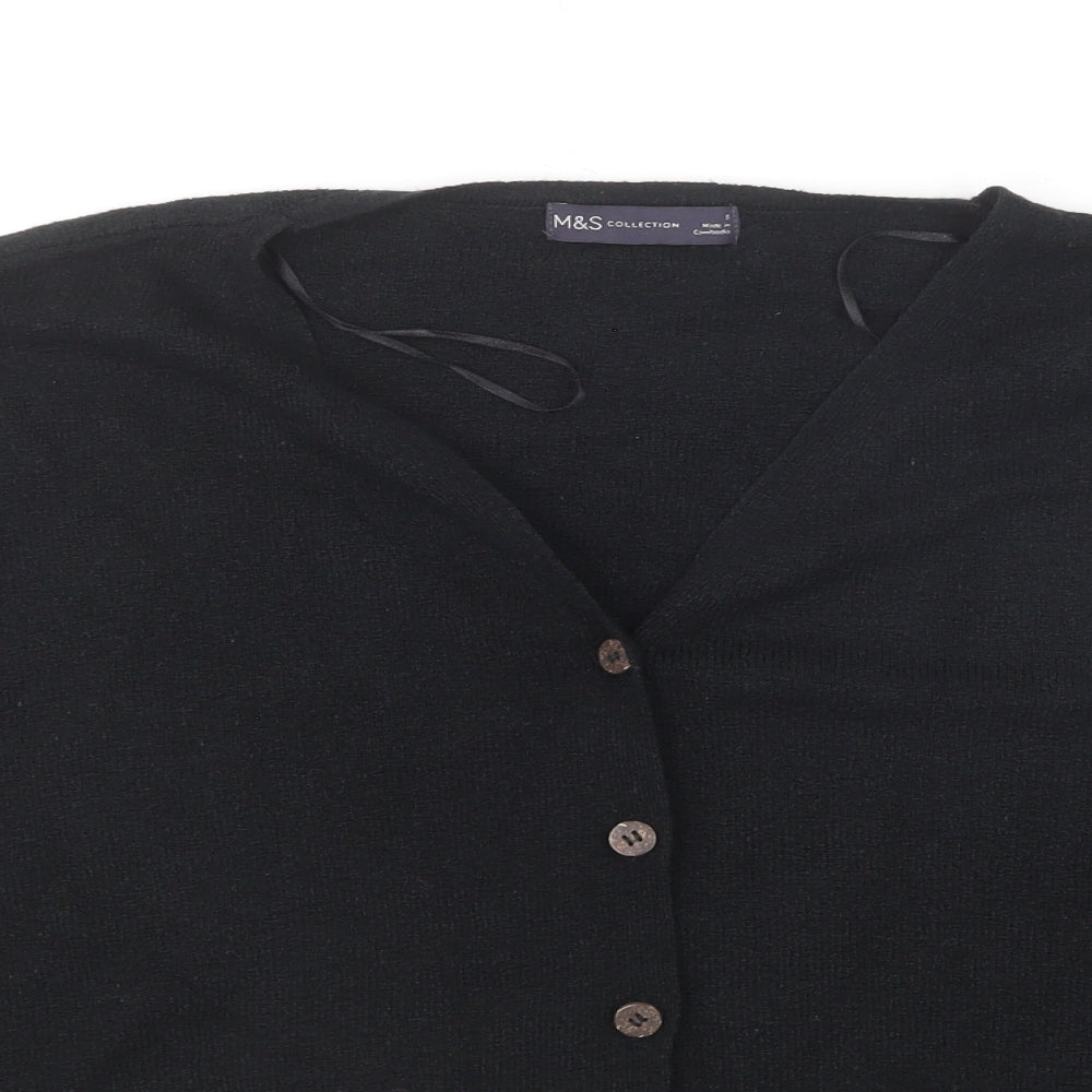Marks and Spencer Womens Black V-Neck Acrylic Cardigan Jumper Size S
